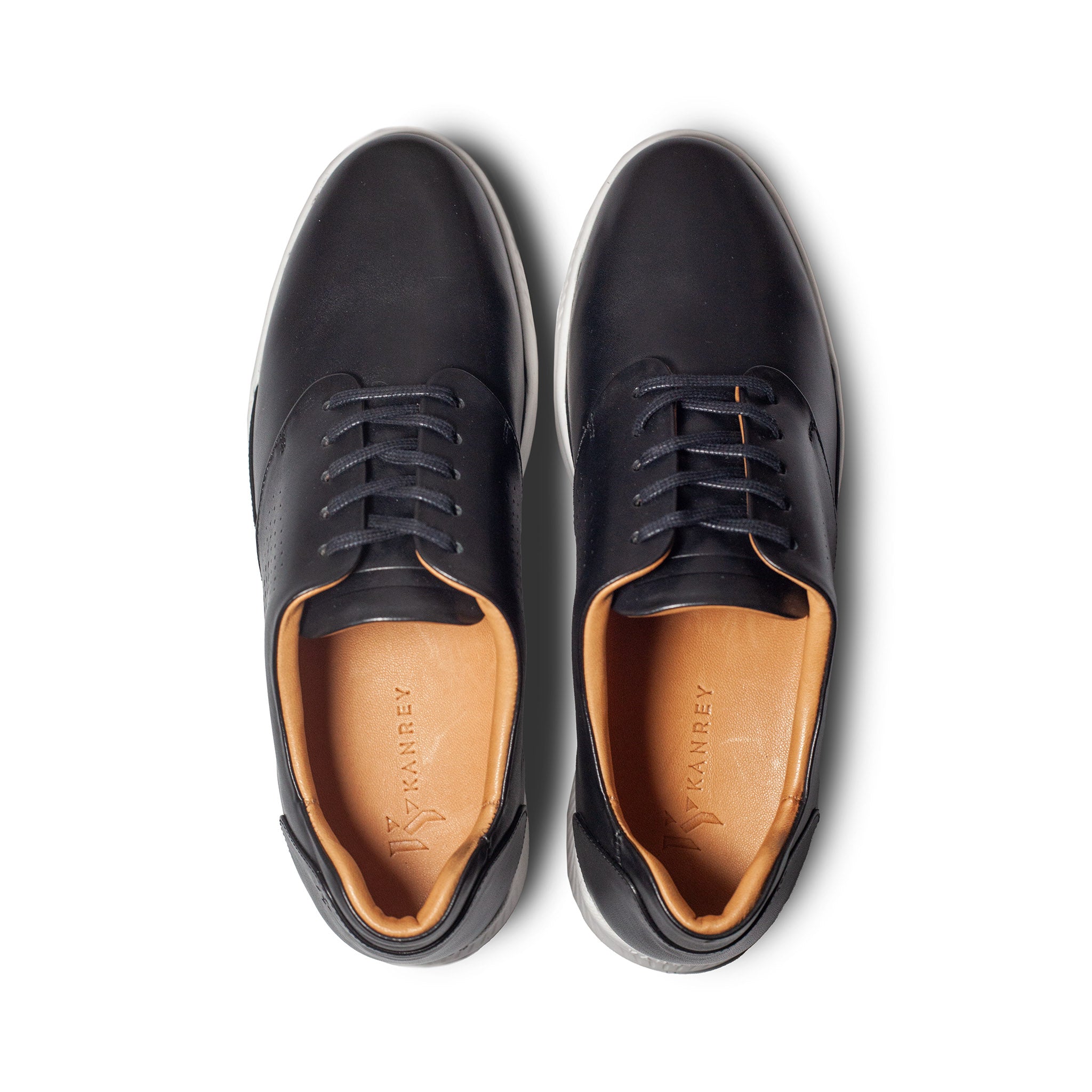KANREY men’s casual dress shoe in black – Model RONIN – Top view.