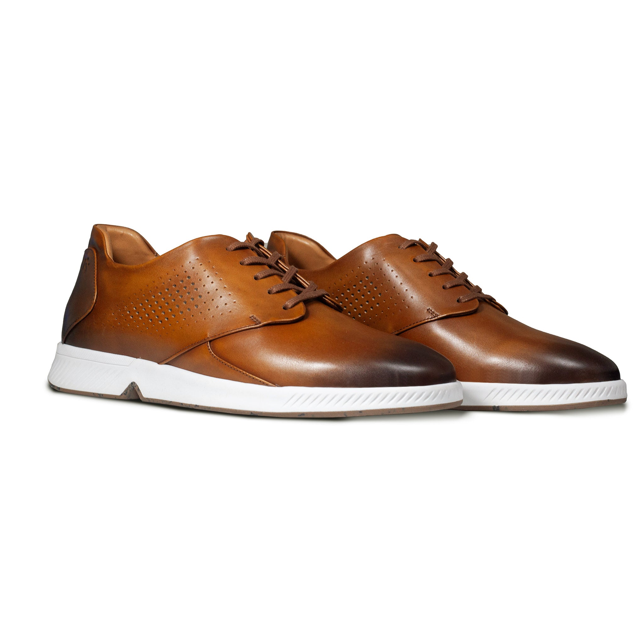 KANREY derby shoes in tan – Model RONIN – Front view.