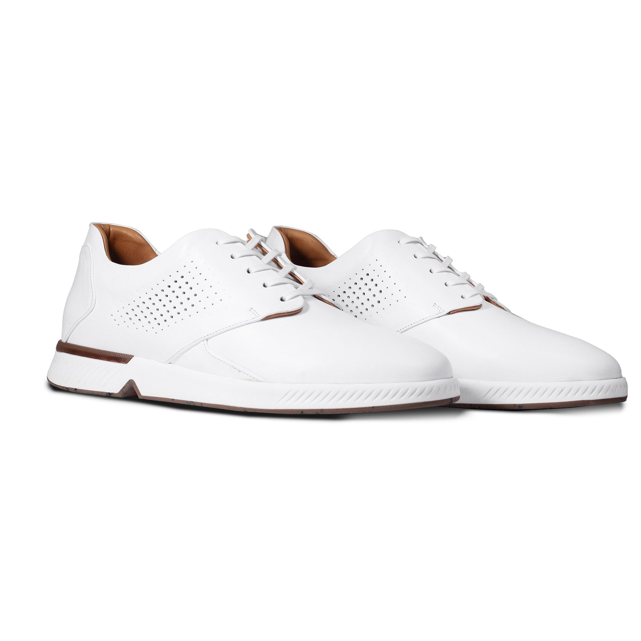 KANREY Swiss Formal Shoes Derby Shoe for men made of Leather in white – Model RONIN – Front view.