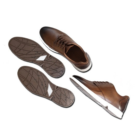 KANREY leather shoes for men – Model KY 01 - Replacement Outsole in taupe – With shoe.